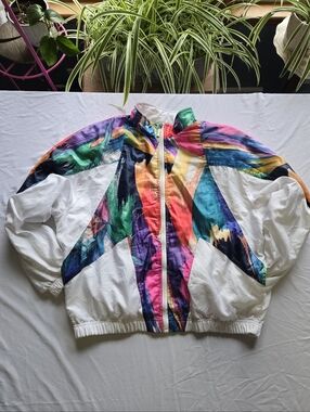 VTG 90s HEAD Sportswear Abstract Paint Splatter Windbreaker Jacket L
